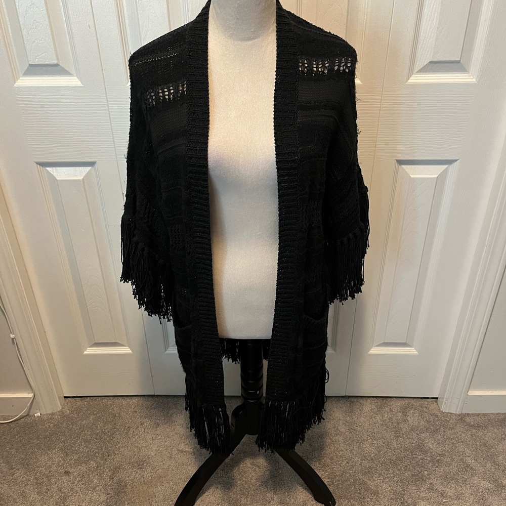 Denim and Supply Ralph Lauren size XS Elegant Black Fringe Cardigan